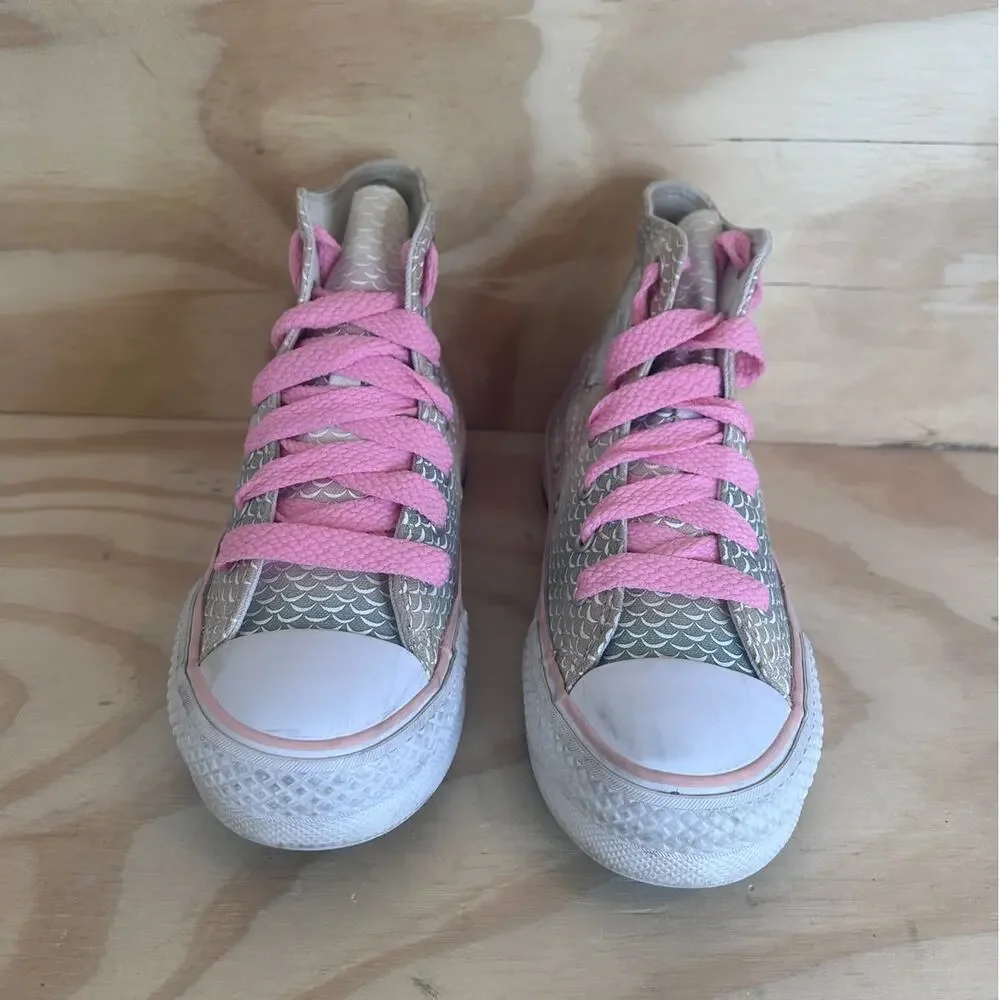 Converse All Star CT Hi Mermaid Scales Sneakers Gray/Pink Big Girl's 3 - 372752C